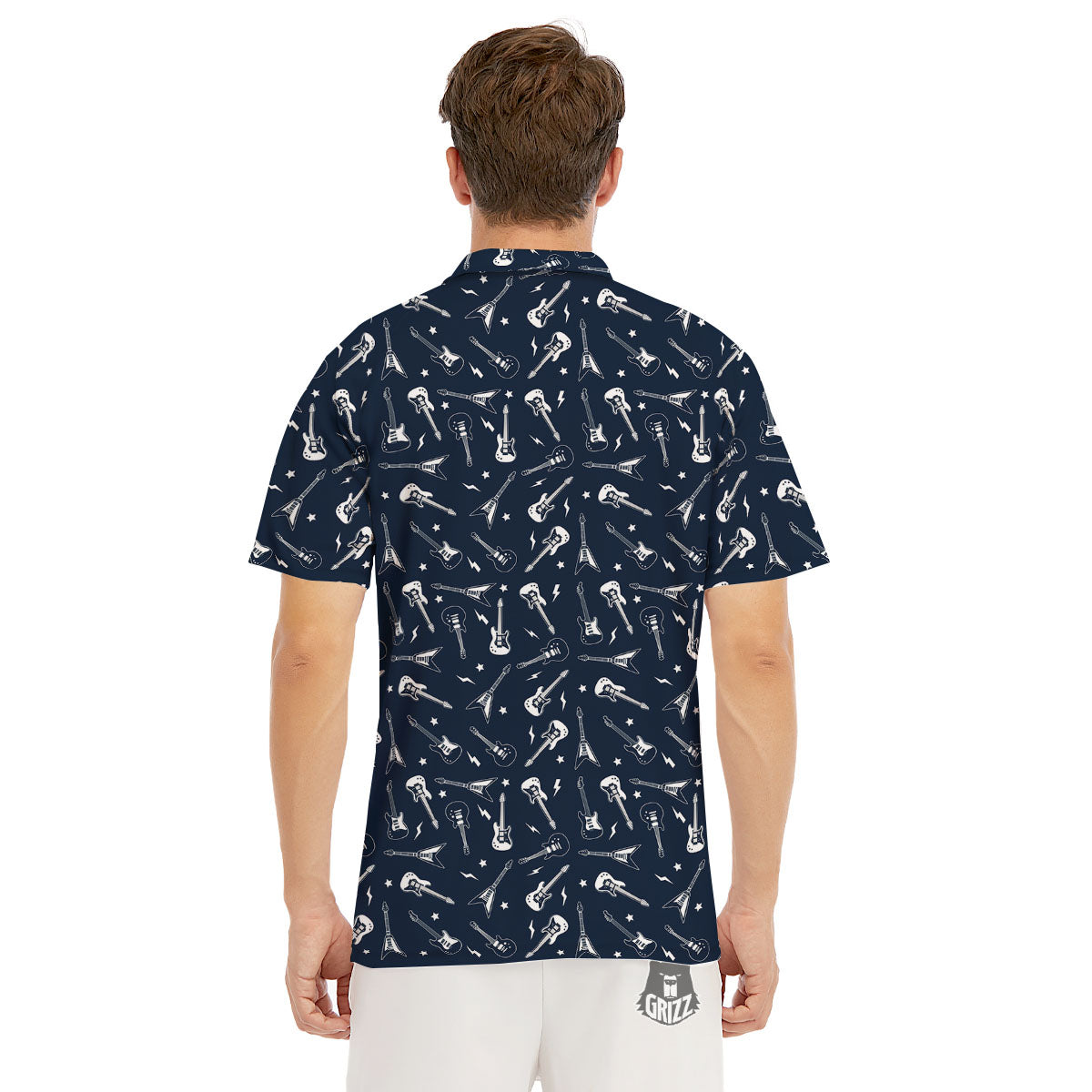 Electric Guitar Print Pattern Men's Golf Shirts-grizzshop