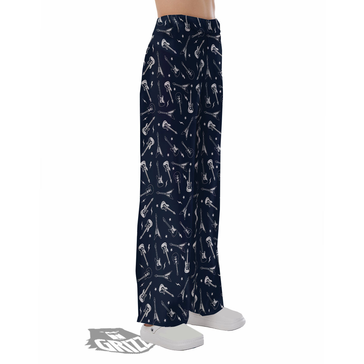 Electric Guitar Print Pattern Pajama Pants-grizzshop