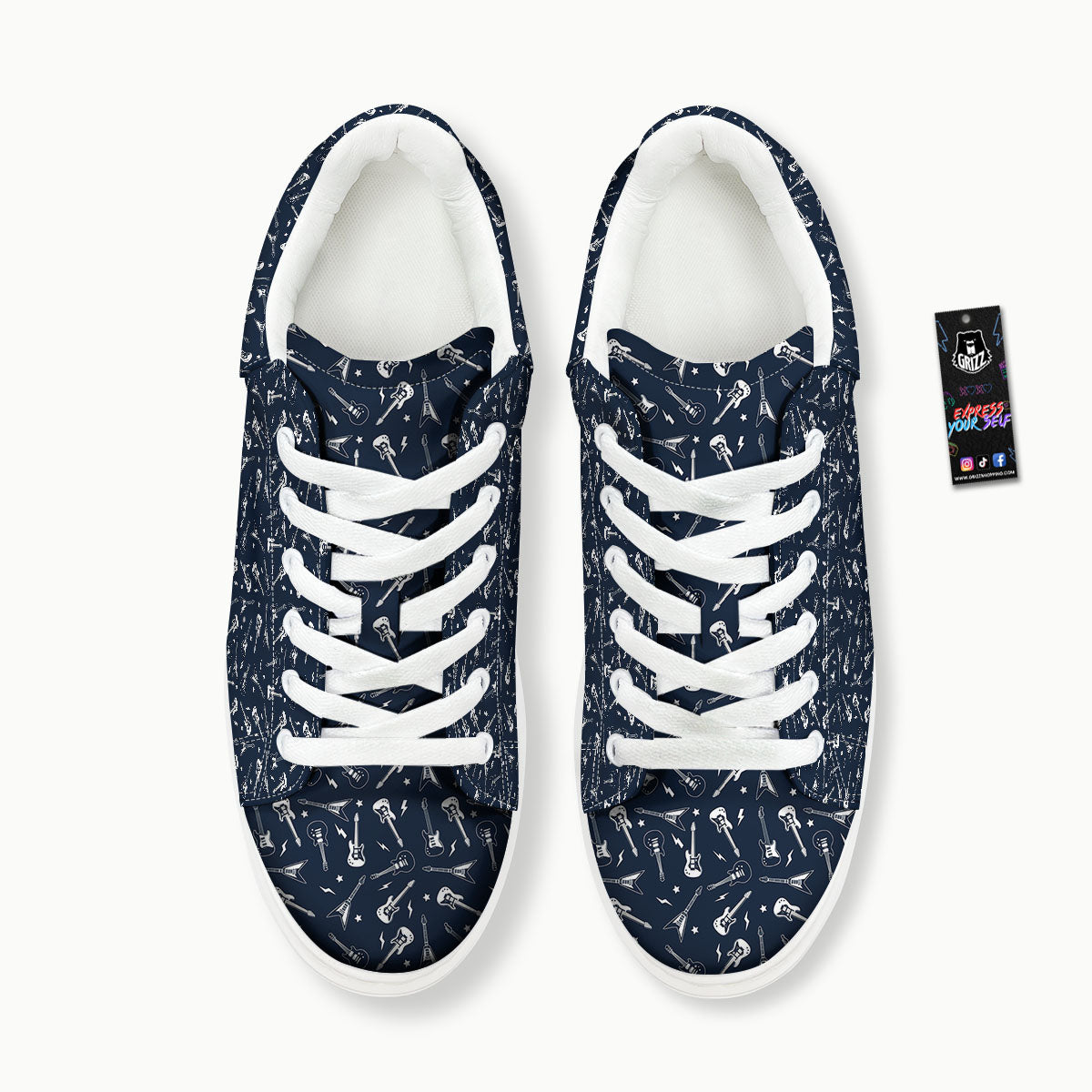 Electric Guitar Print Pattern Platform Shoes-grizzshop