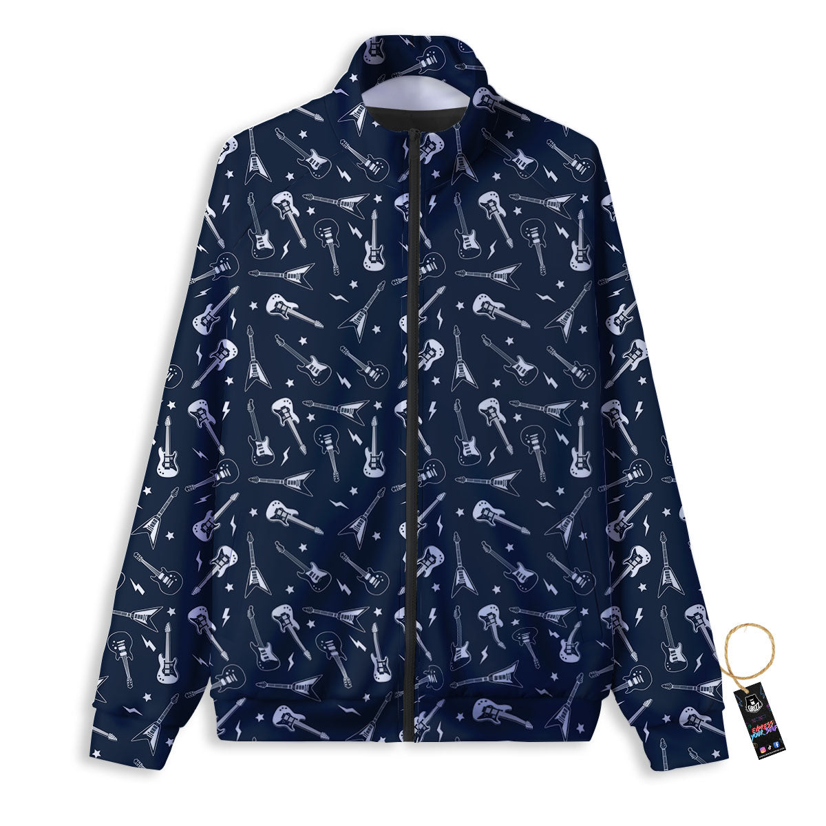 Electric Guitar Print Pattern Track Jacket-grizzshop