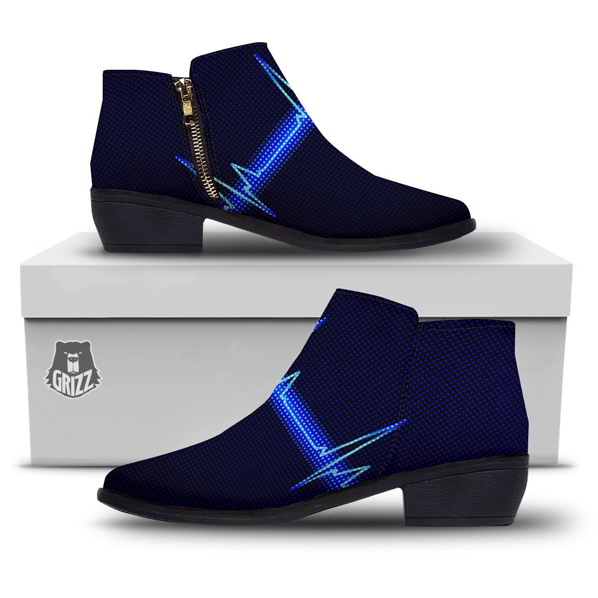 Electrocardiogram Heartbeat Print Ankle Boots-grizzshop
