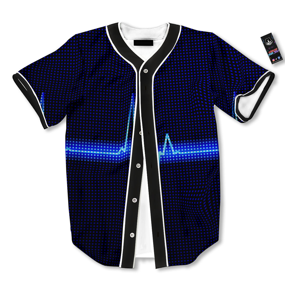 Electrocardiogram Heartbeat Print Baseball Jersey-grizzshop