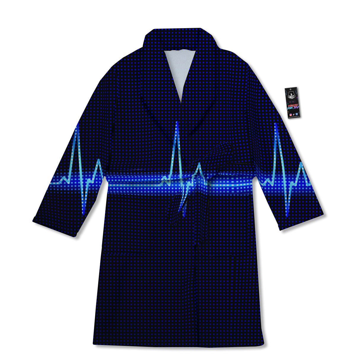Electrocardiogram Heartbeat Print Bathrobe-grizzshop
