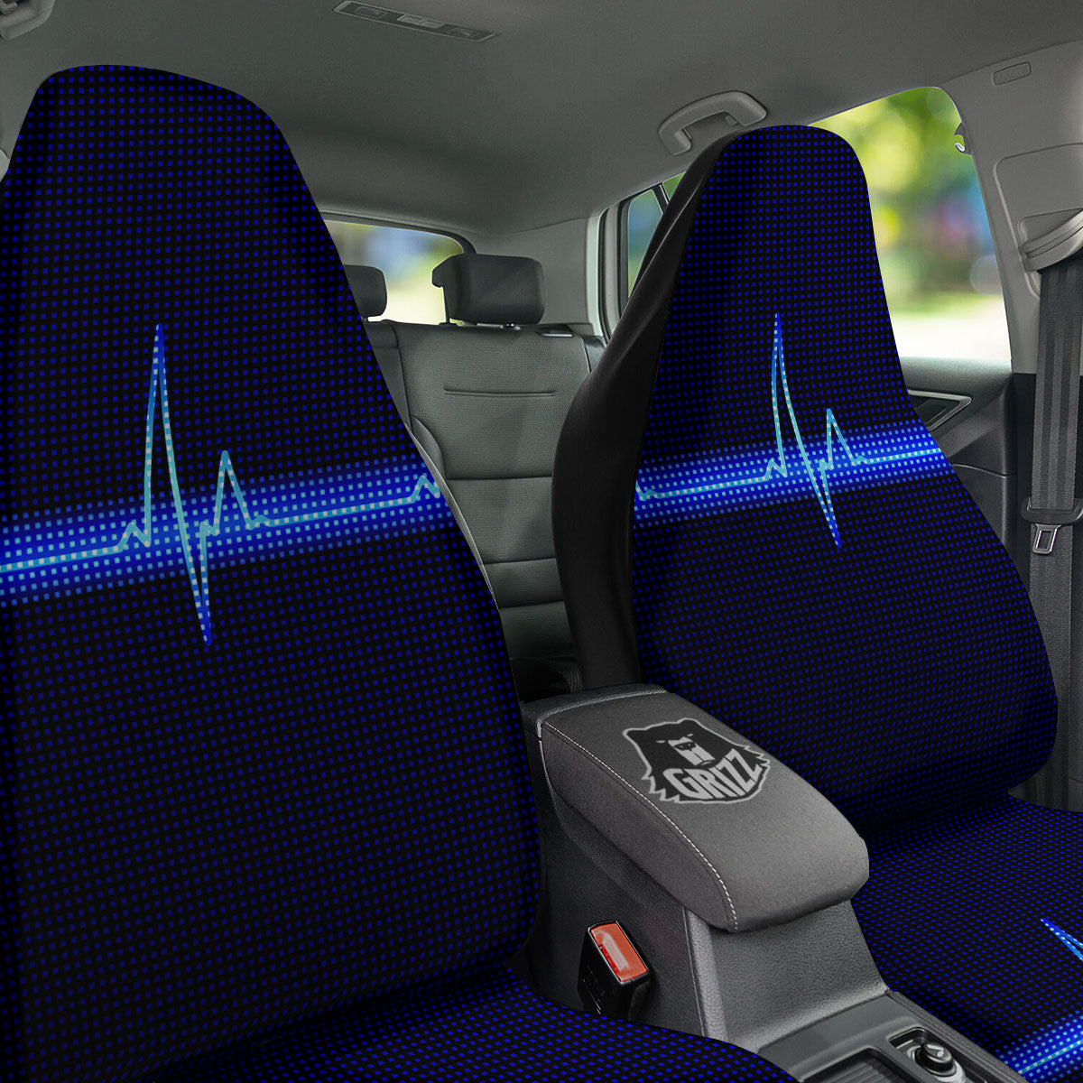 Electrocardiogram Heartbeat Print Car Seat Covers-grizzshop
