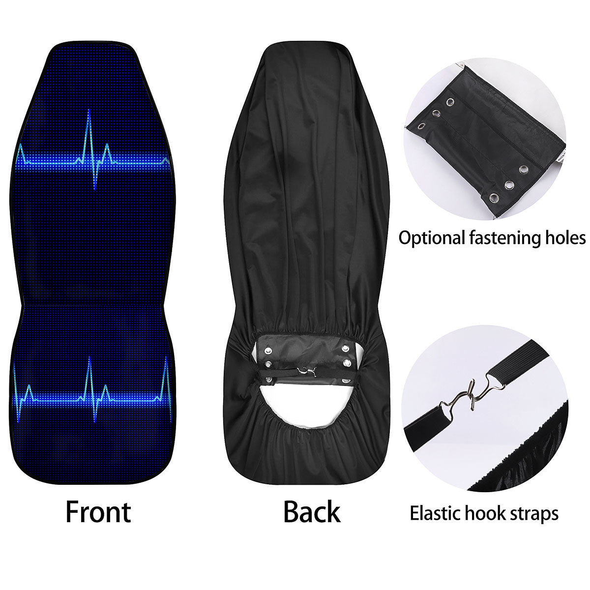 Electrocardiogram Heartbeat Print Car Seat Covers-grizzshop