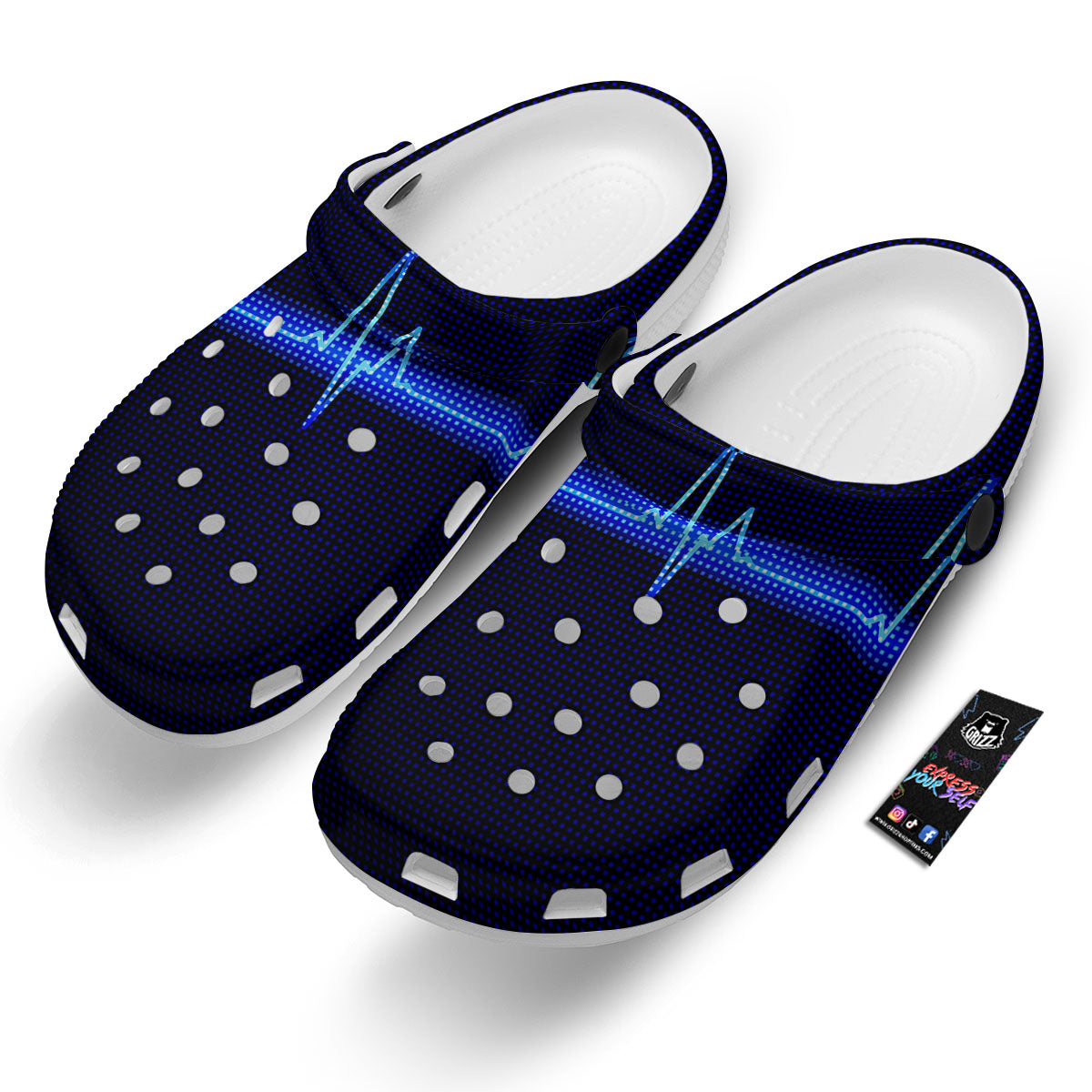 Electrocardiogram Heartbeat Print Clog-grizzshop