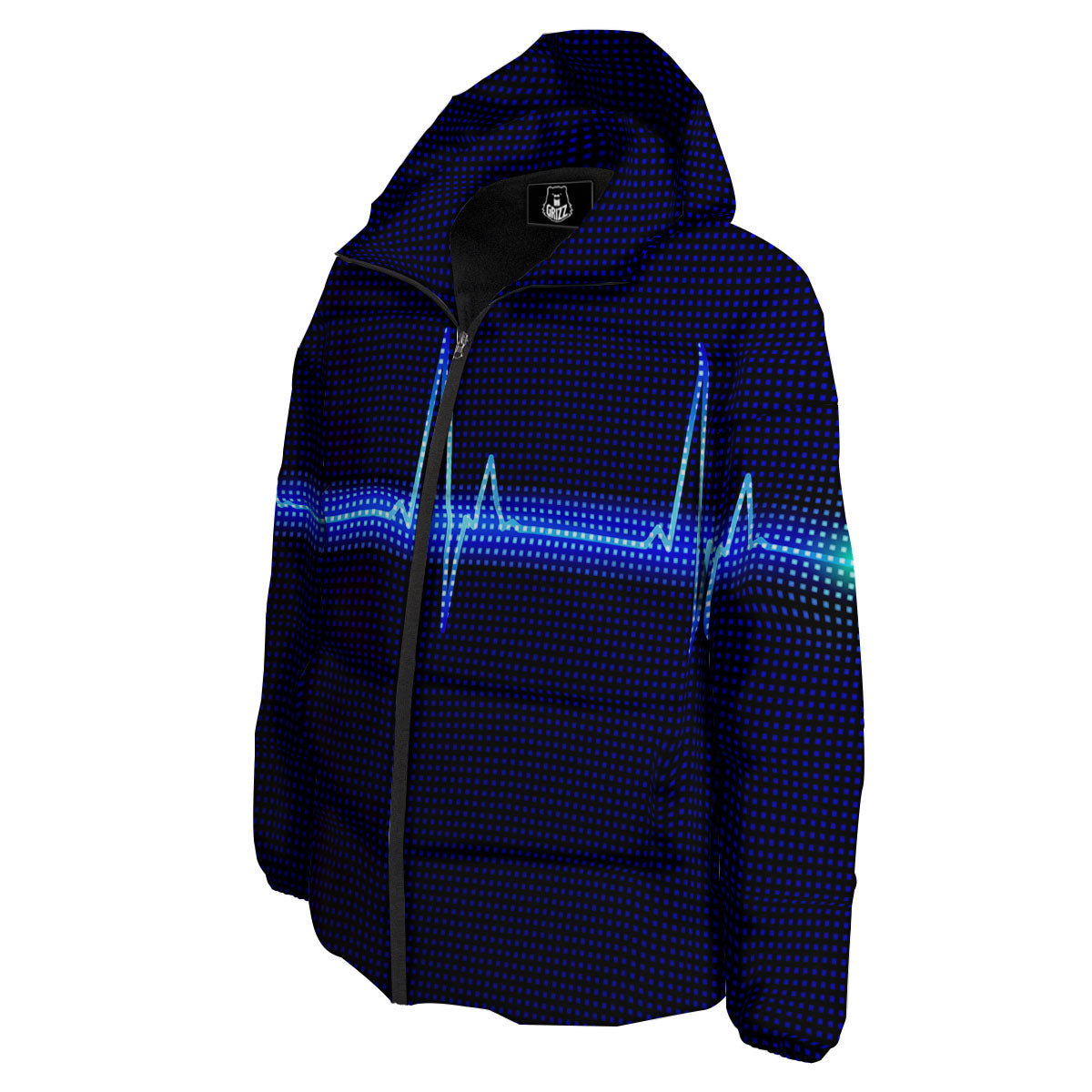 Electrocardiogram Heartbeat Print Down Jacket-grizzshop