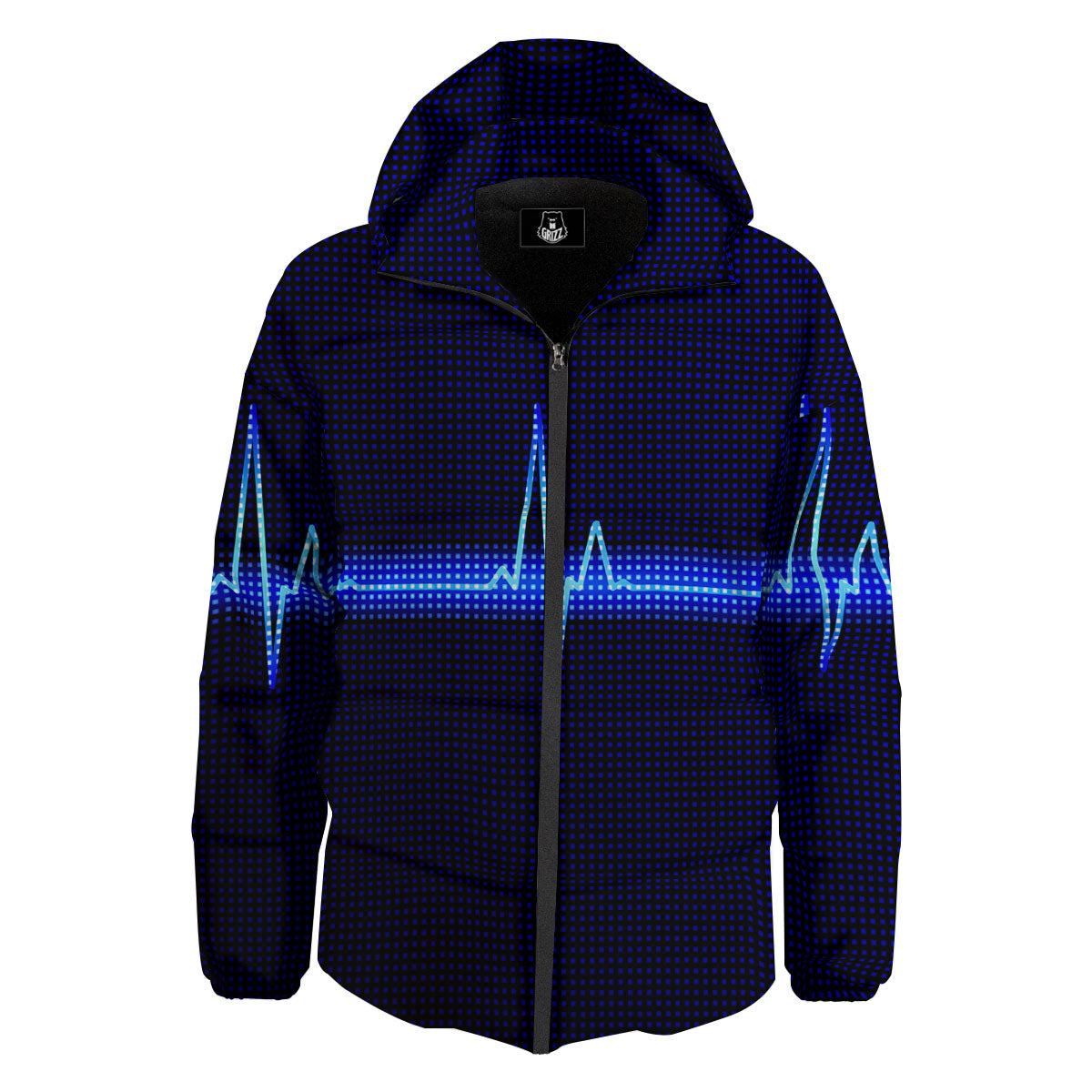 Electrocardiogram Heartbeat Print Down Jacket-grizzshop