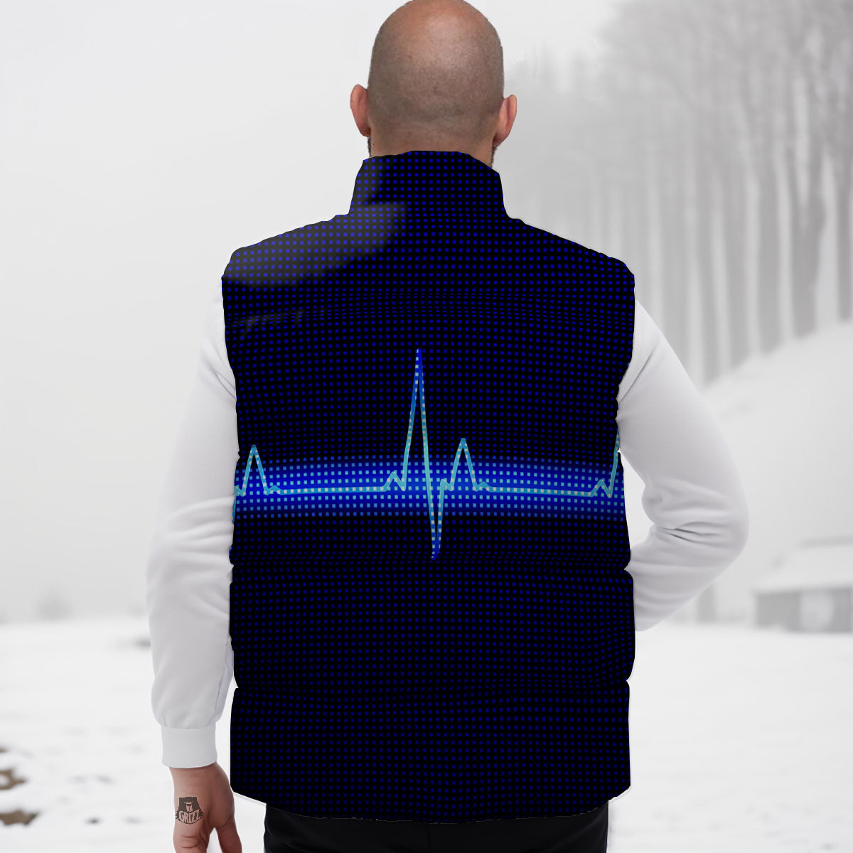 Electrocardiogram Heartbeat Print Down Vest