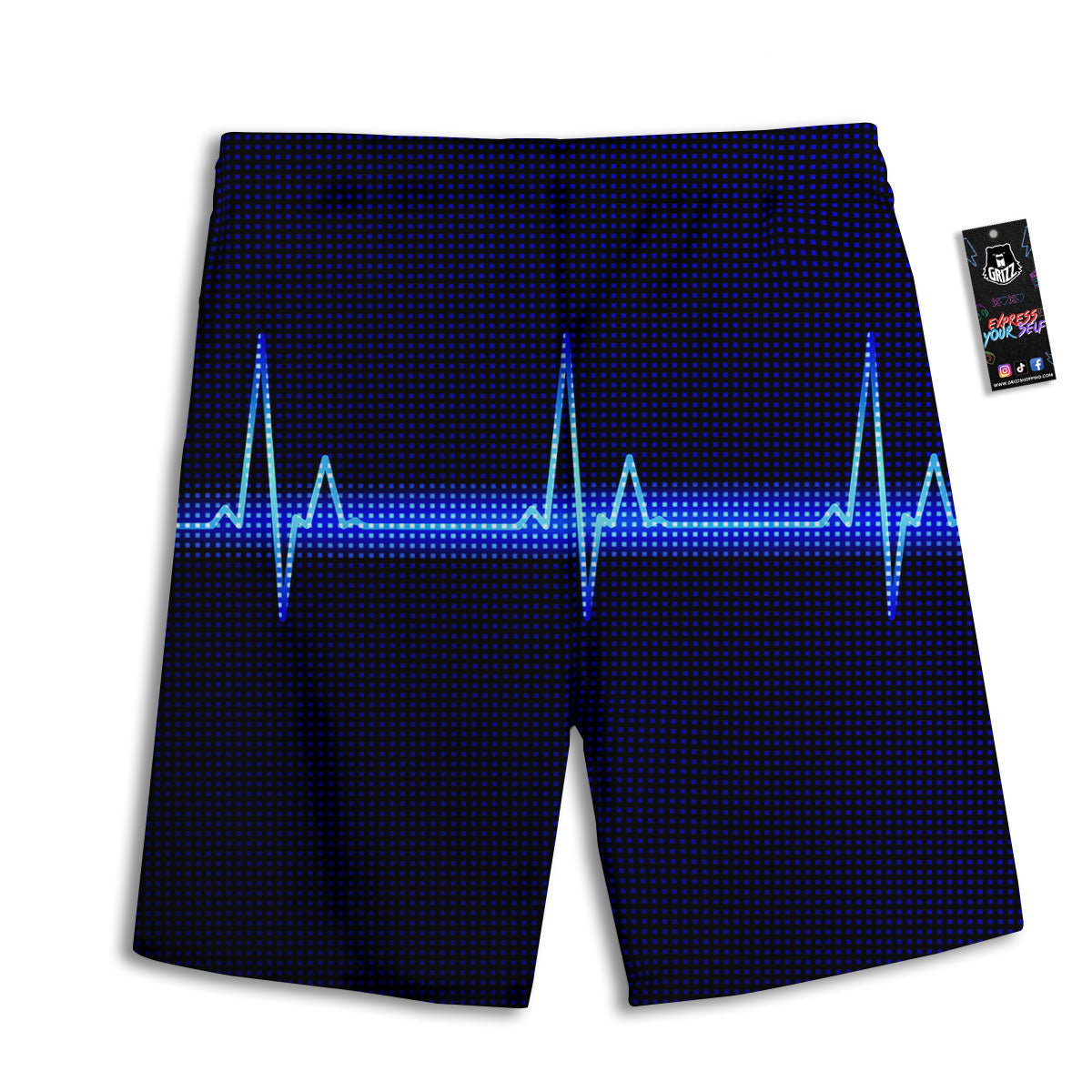 Electrocardiogram Heartbeat Print Men's Athletic Shorts