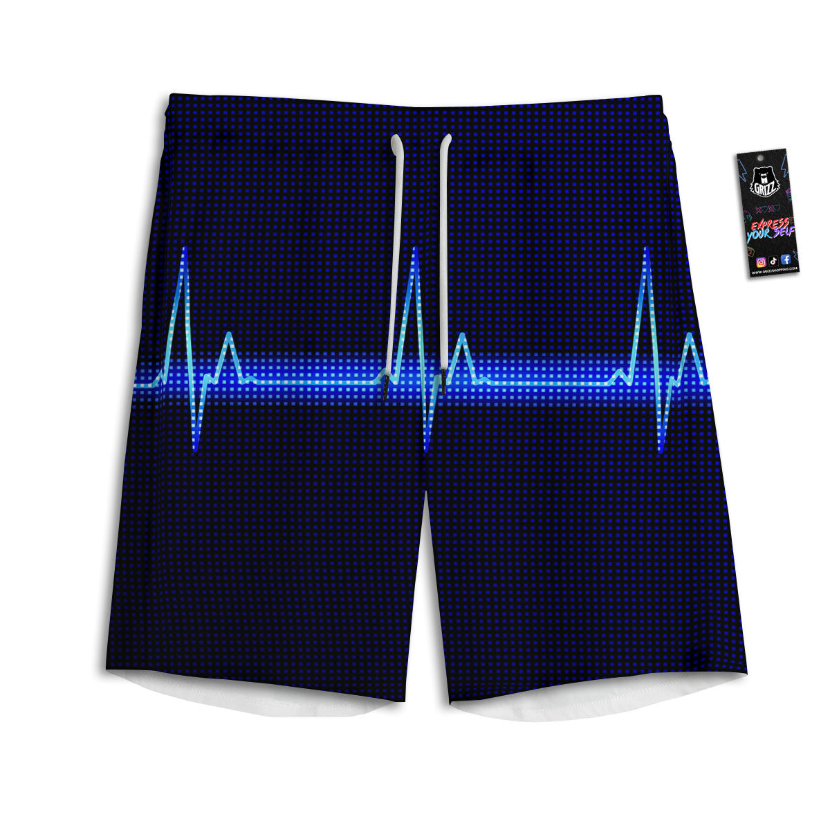 Electrocardiogram Heartbeat Print Men's Athletic Shorts