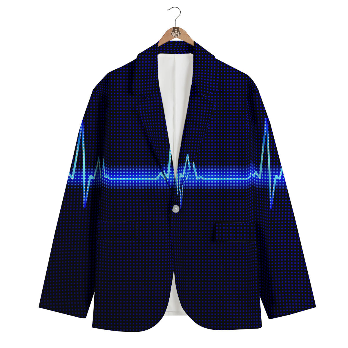Electrocardiogram Heartbeat Print Men's Blazer-grizzshop