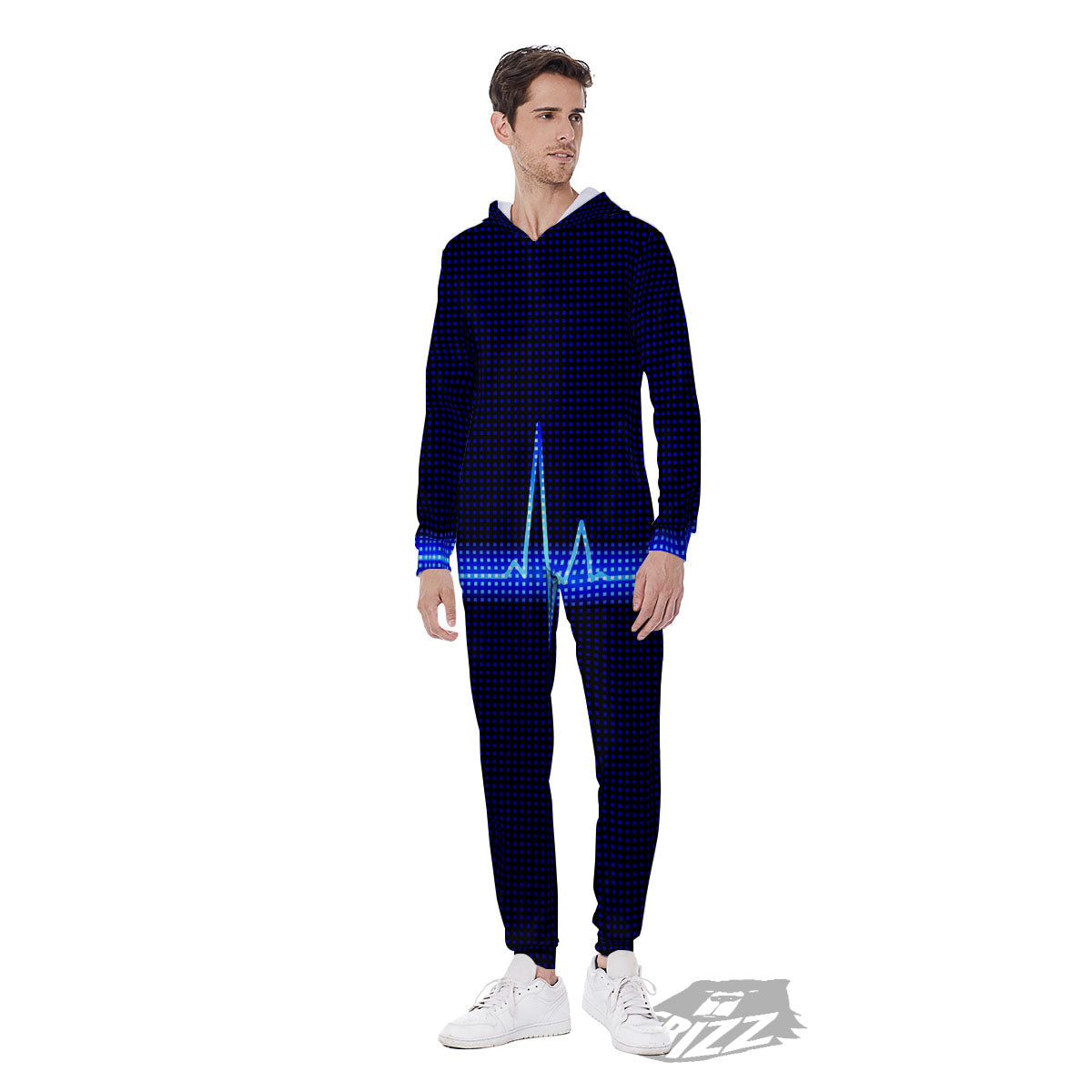 Electrocardiogram Heartbeat Print Men's Jumpsuit-grizzshop