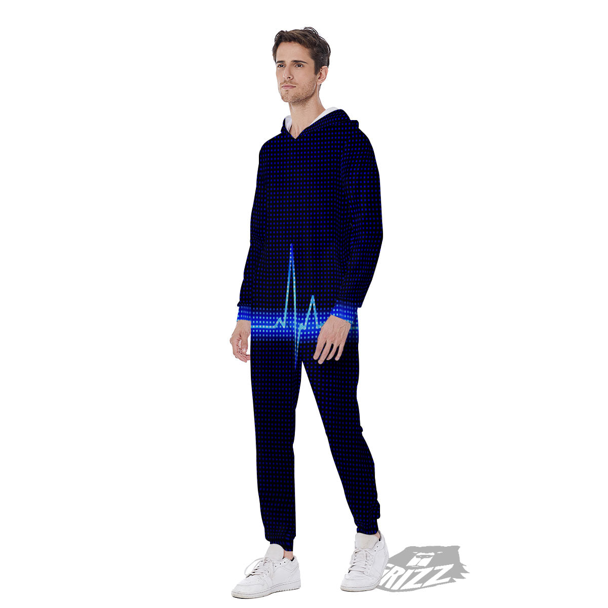 Electrocardiogram Heartbeat Print Men's Jumpsuit-grizzshop