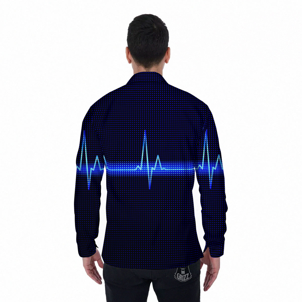 Electrocardiogram Heartbeat Print Men's Long Sleeve Shirts-grizzshop