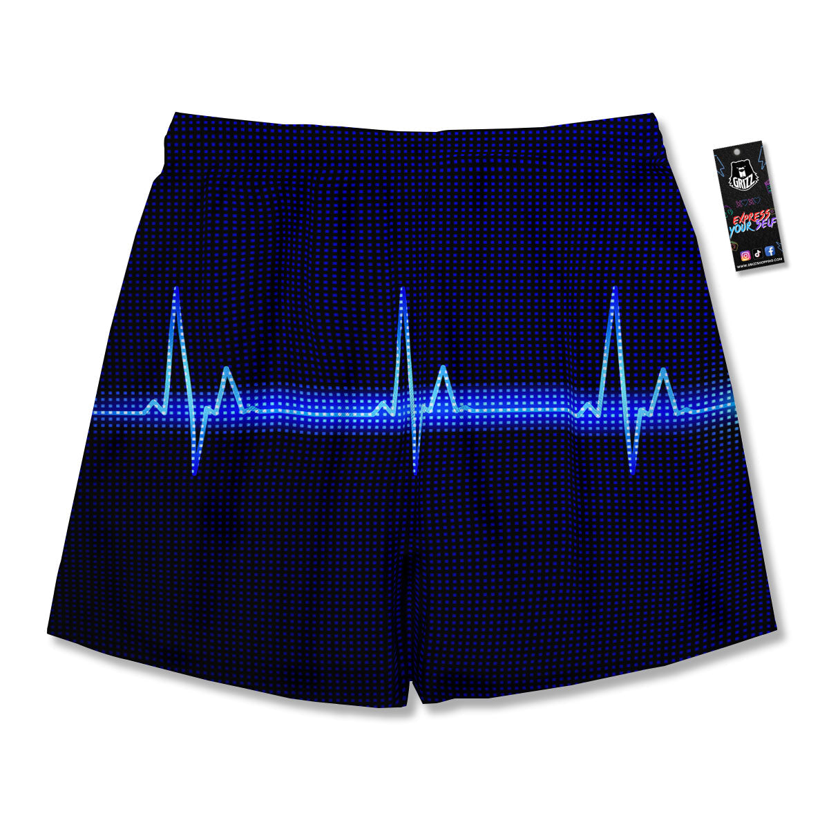 Electrocardiogram Heartbeat Print Men's Running Shorts-grizzshop