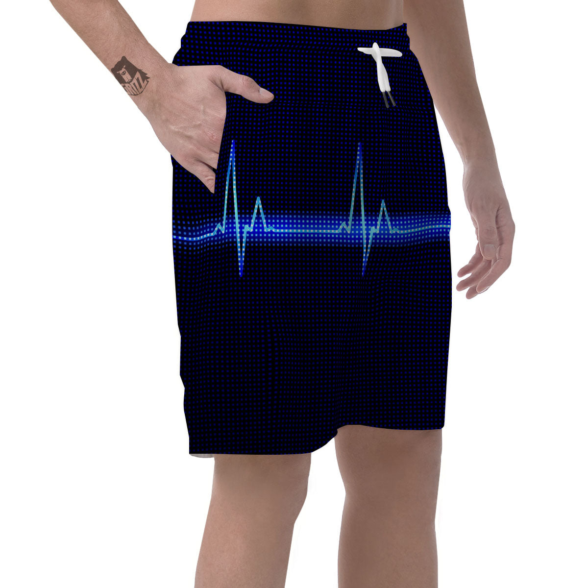 Electrocardiogram Heartbeat Print Men's Shorts-grizzshop