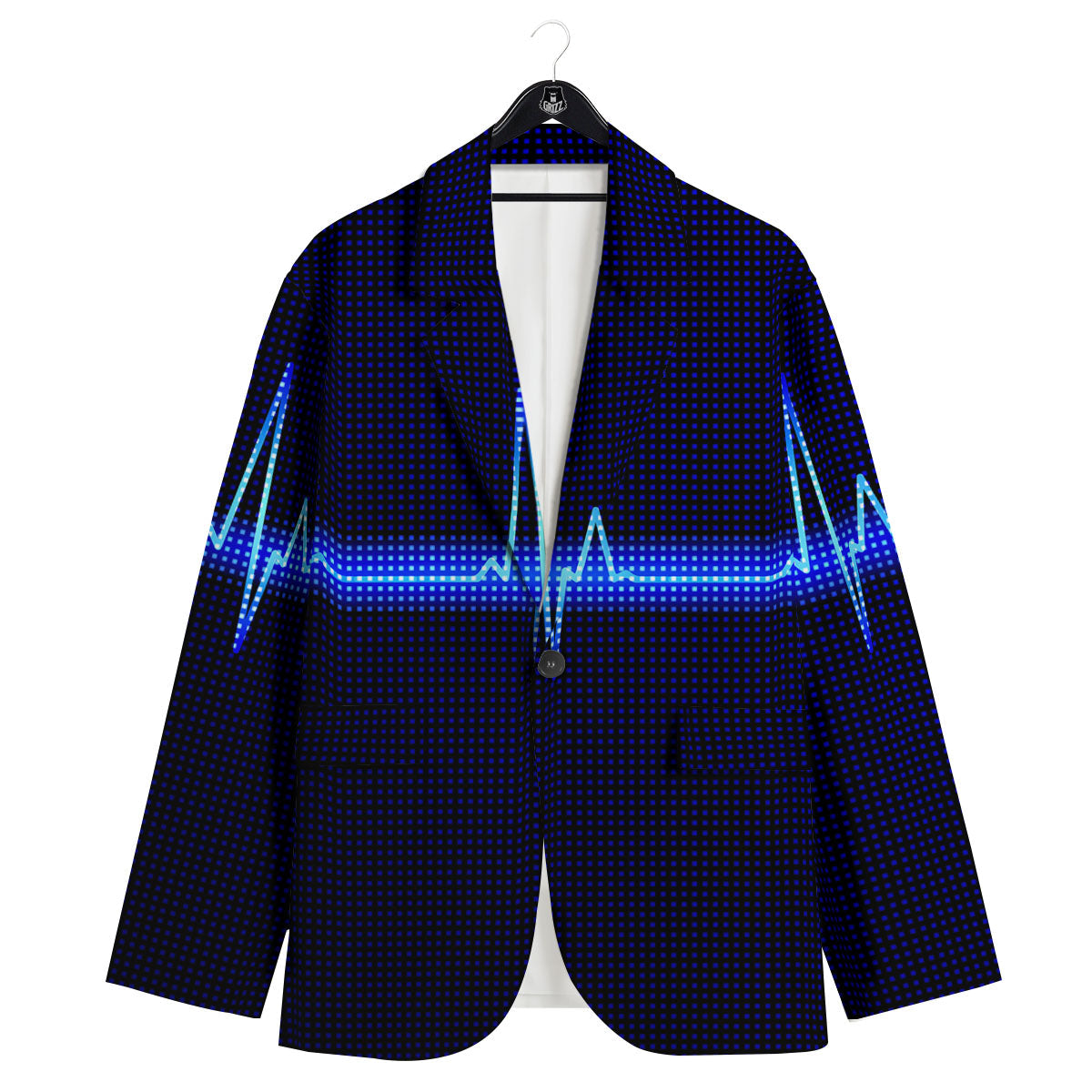 Electrocardiogram Heartbeat Print Men's Sport Coat-grizzshop