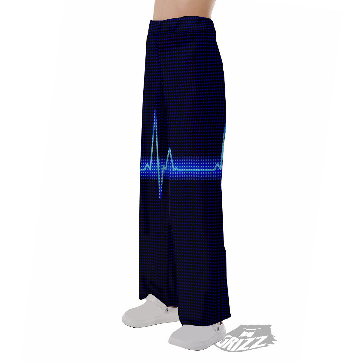 Electrocardiogram Heartbeat Print Pajama Pants-grizzshop