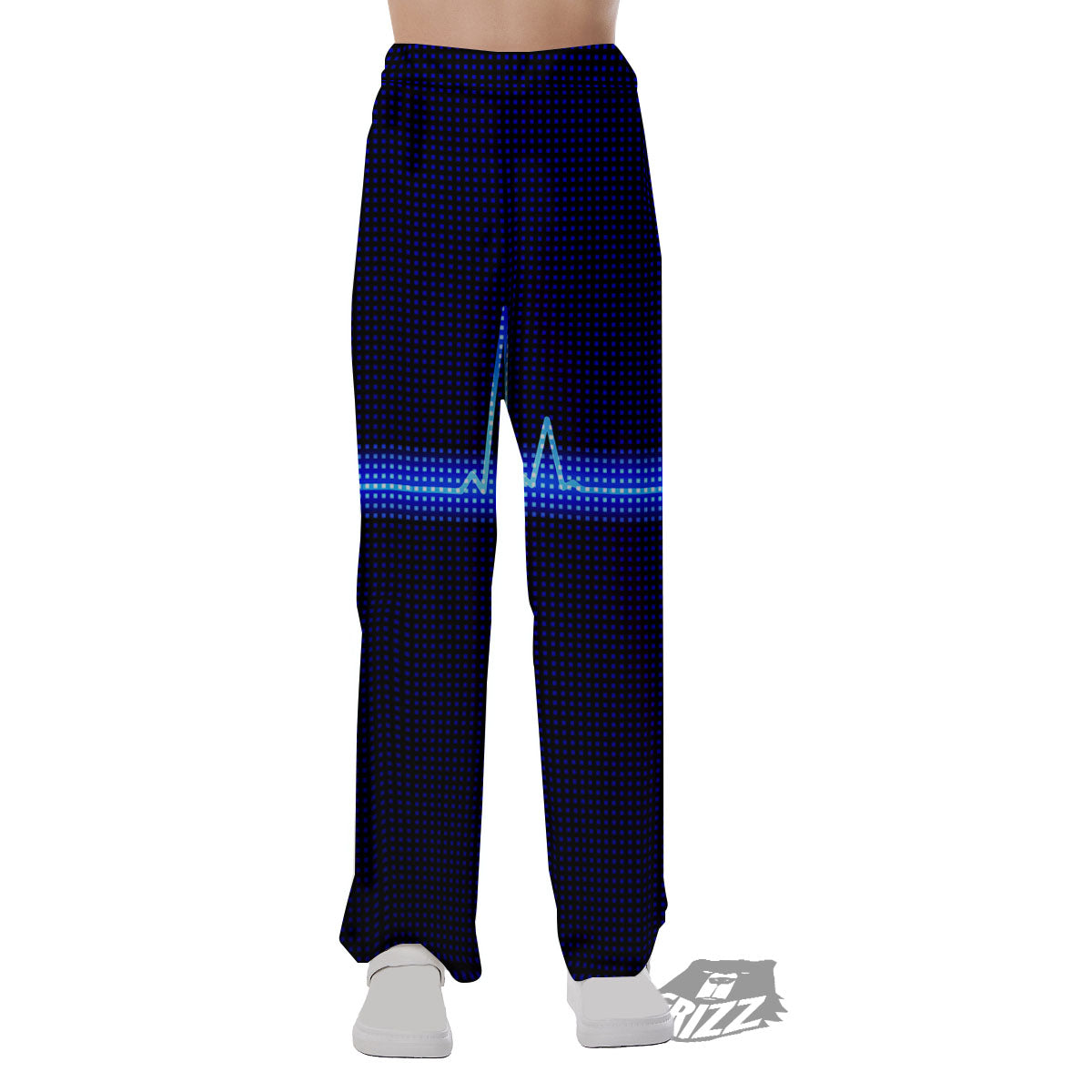 Electrocardiogram Heartbeat Print Pajama Pants-grizzshop