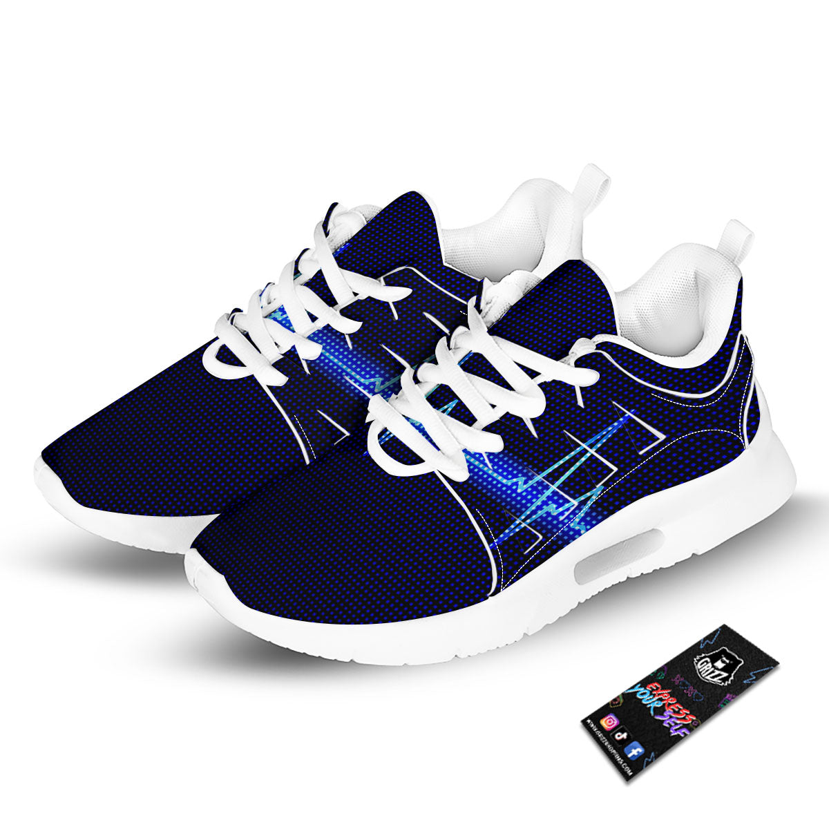 Electrocardiogram Heartbeat Print Tennis Shoes-grizzshop