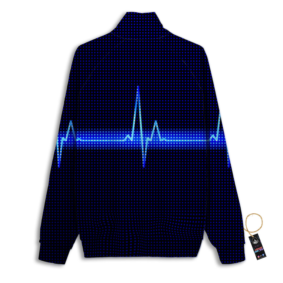 Electrocardiogram Heartbeat Print Track Jacket-grizzshop