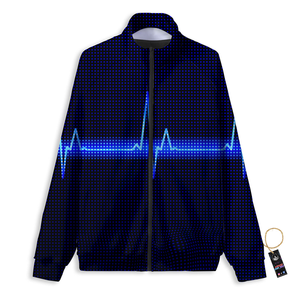Electrocardiogram Heartbeat Print Track Jacket-grizzshop