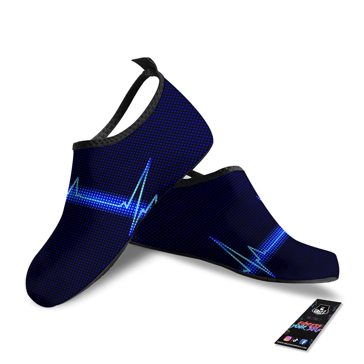 Electrocardiogram Heartbeat Print Water Shoes-grizzshop