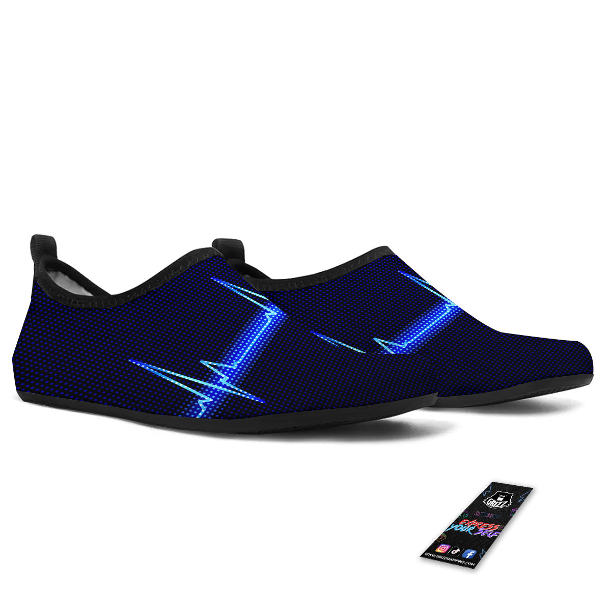 Electrocardiogram Heartbeat Print Water Shoes-grizzshop