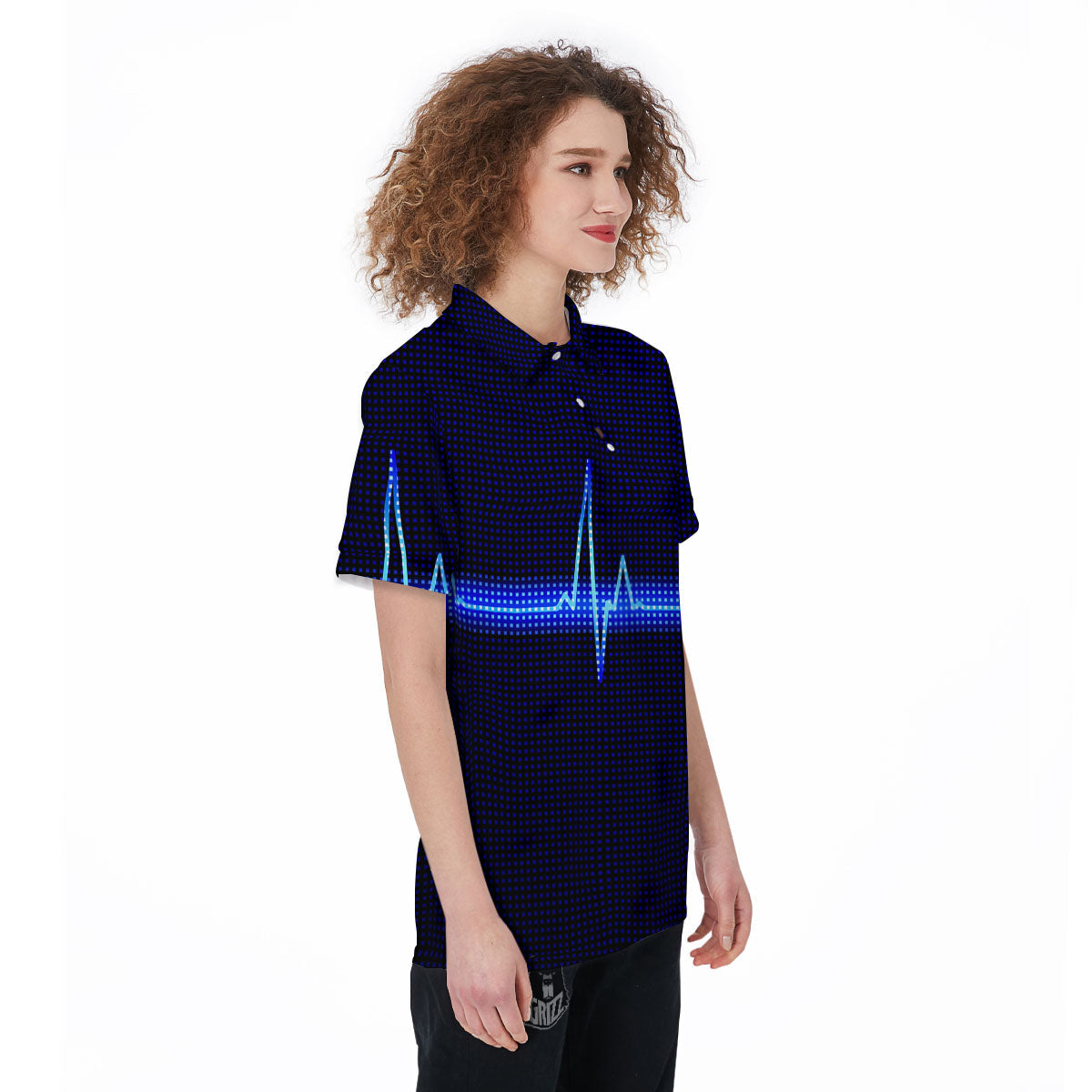 Electrocardiogram Heartbeat Print Women's Golf Shirts-grizzshop