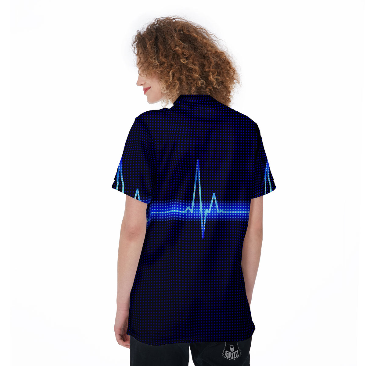 Electrocardiogram Heartbeat Print Women's Golf Shirts-grizzshop