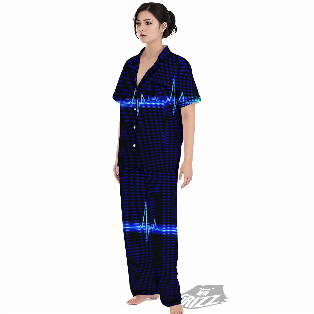 Electrocardiogram Heartbeat Print Women's Pajamas Set-grizzshop