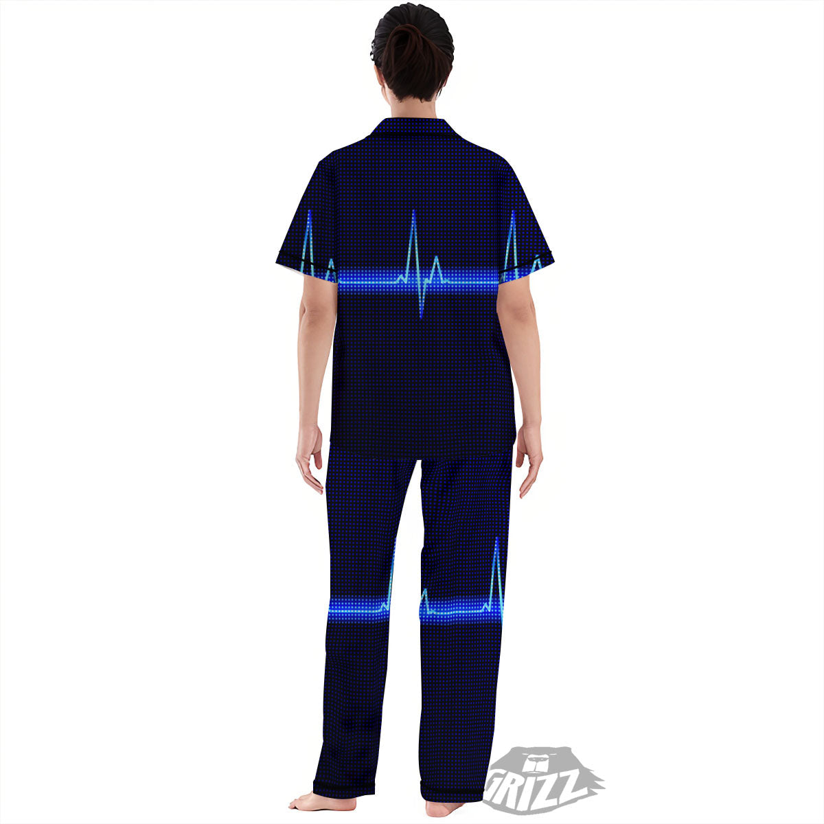 Electrocardiogram Heartbeat Print Women's Pajamas Set-grizzshop