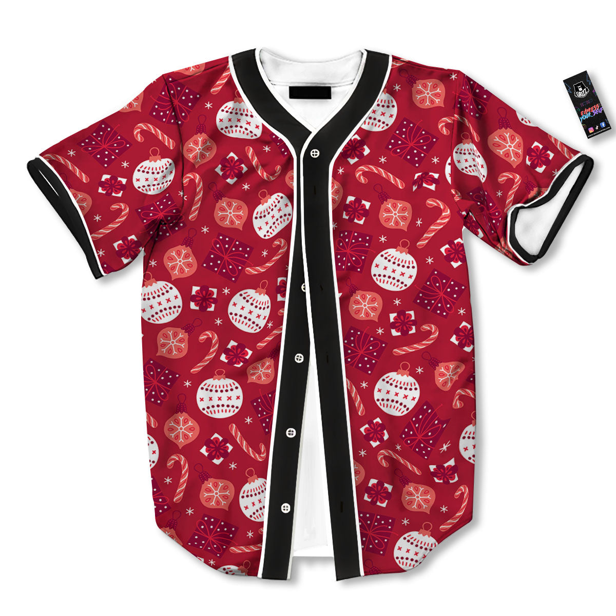 Elements Merry Christmas Print Pattern Baseball Jersey-grizzshop