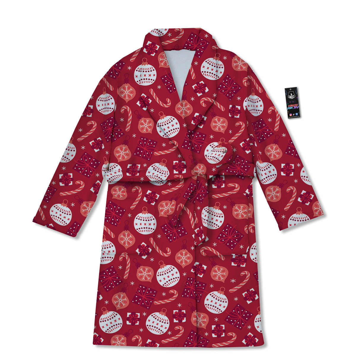 Elements Merry Christmas Print Pattern Bathrobe-grizzshop