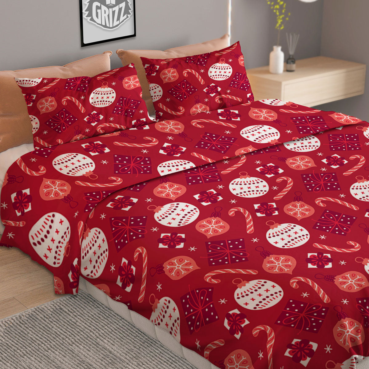 Elements Merry Christmas Print Pattern Duvet Cover Bedding Set