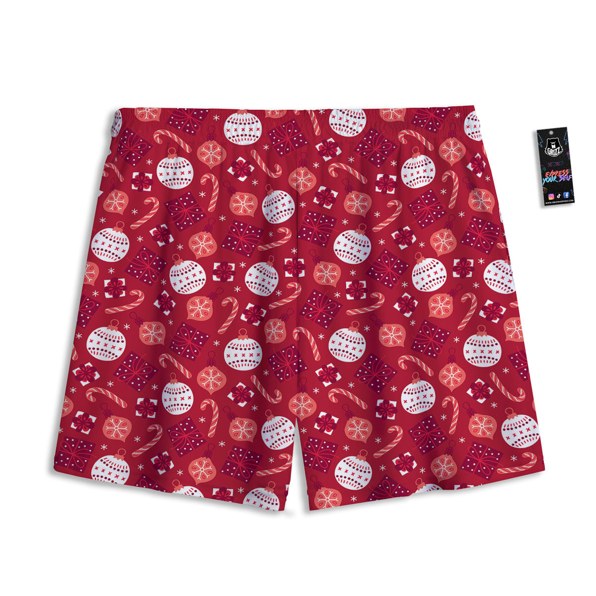 Elements Merry Christmas Print Pattern Mesh Shorts