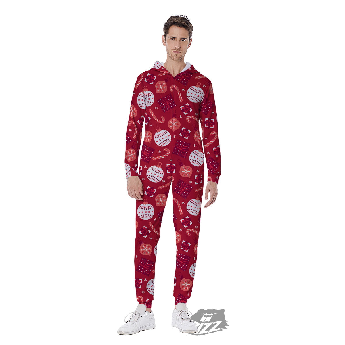 Elements Merry Christmas Print Pattern Men's Jumpsuit-grizzshop