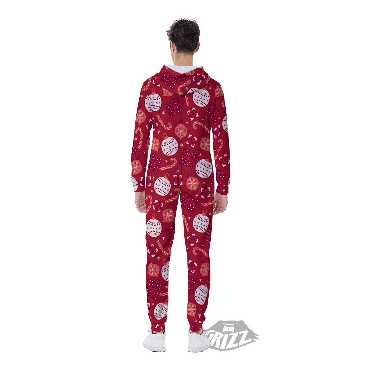 Elements Merry Christmas Print Pattern Men's Jumpsuit-grizzshop