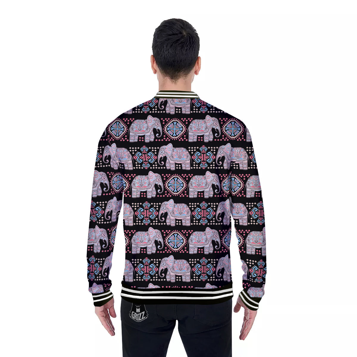 Elephant African Tribal Print Pattern Baseball Jacket-grizzshop