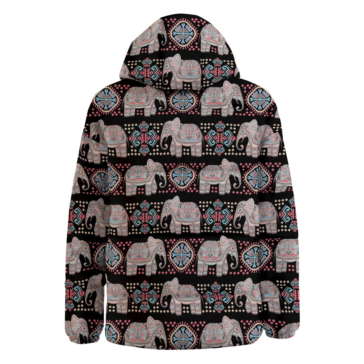 Elephant African Tribal Print Pattern Down Jacket-grizzshop