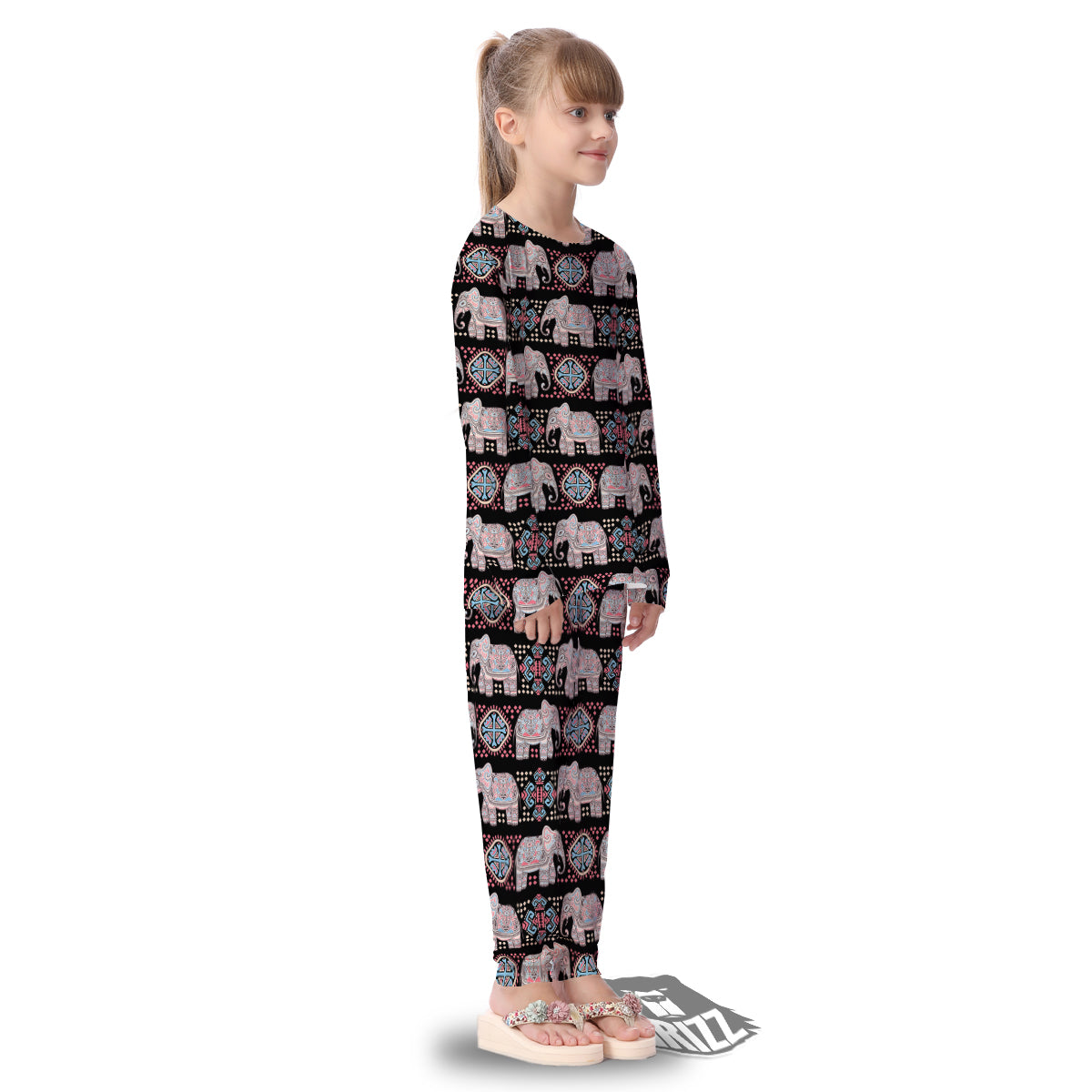 Elephant African Tribal Print Pattern Kid's Pajamas-grizzshop