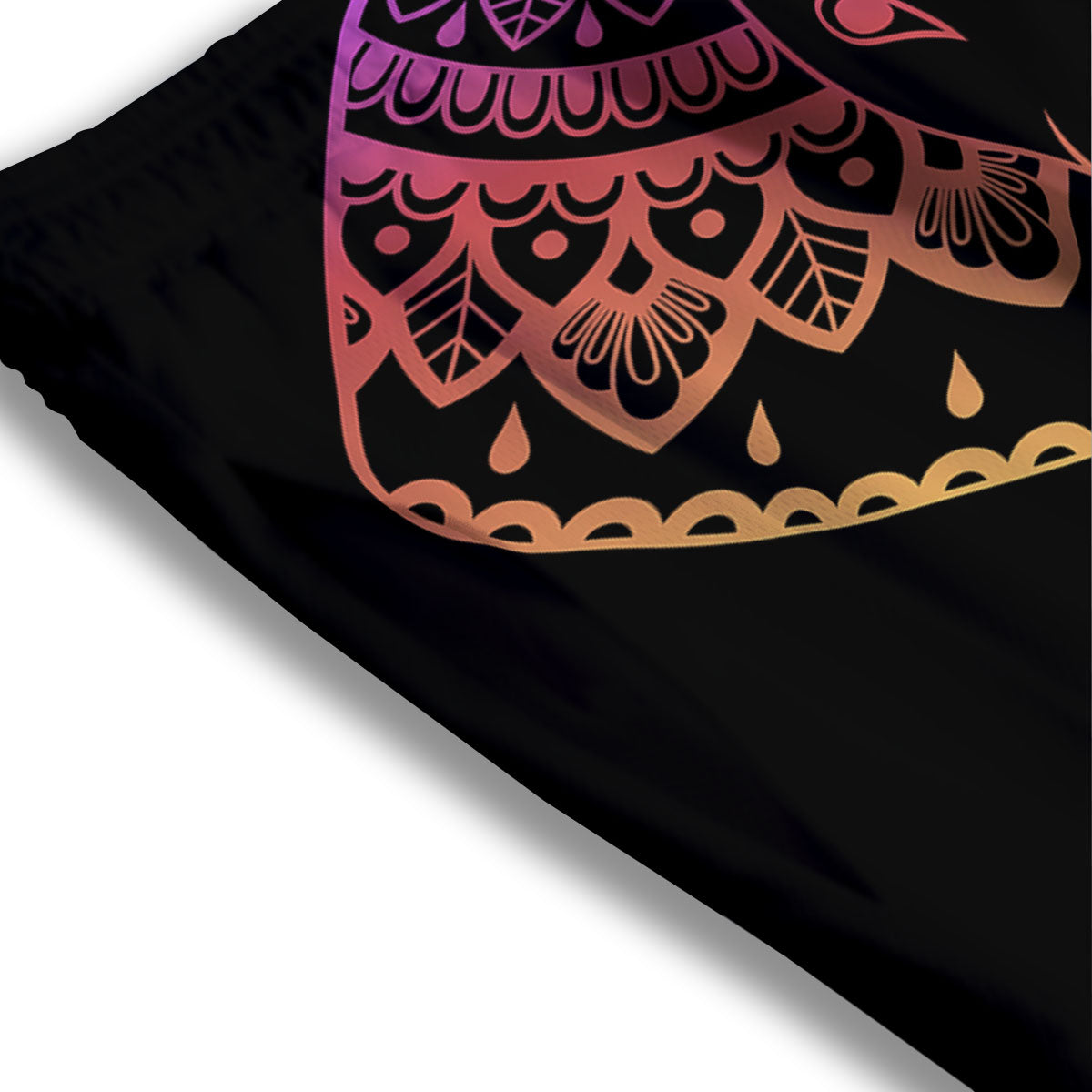 Elephant Black Rainbow Indian Print Mesh Shorts