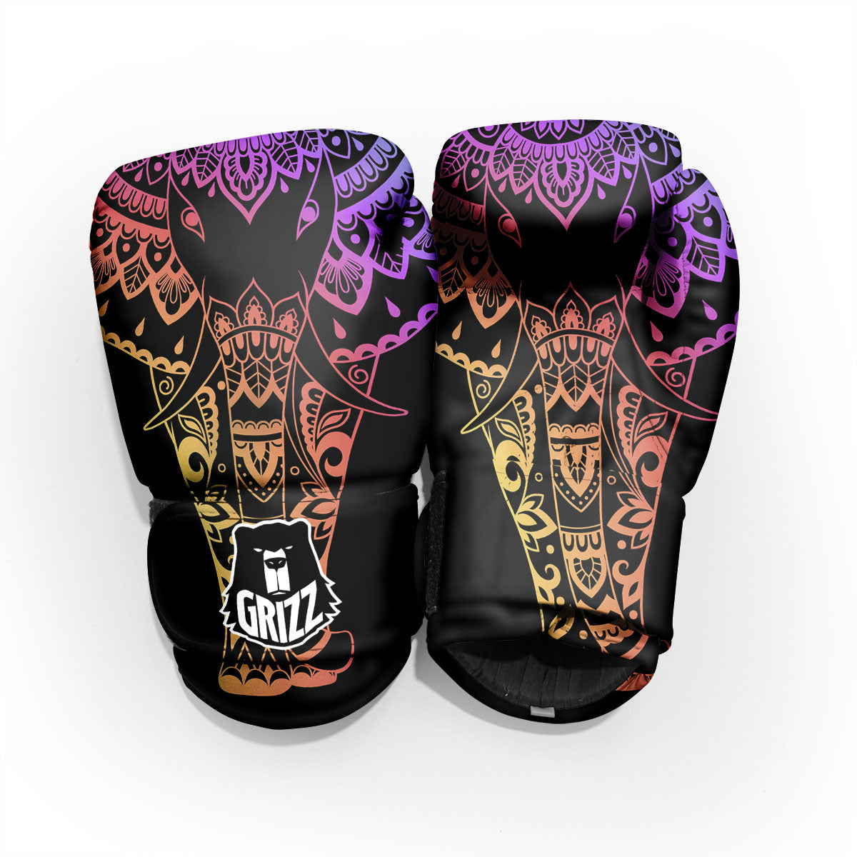 Elephant Black Rainbow Indian Print Pro Boxing Glove