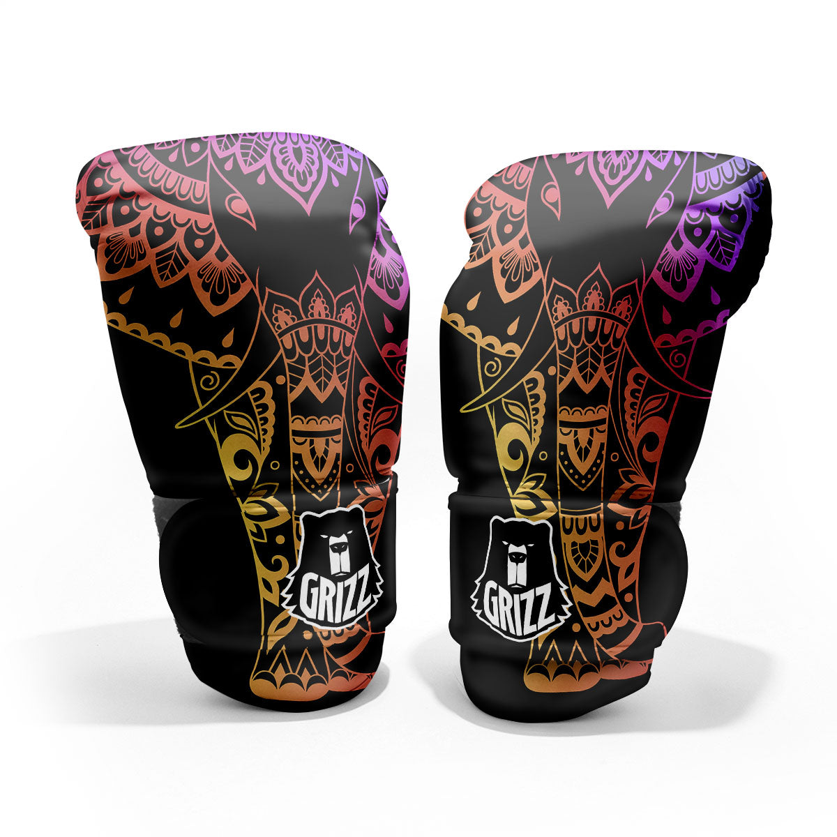 Elephant Black Rainbow Indian Print Pro Boxing Glove