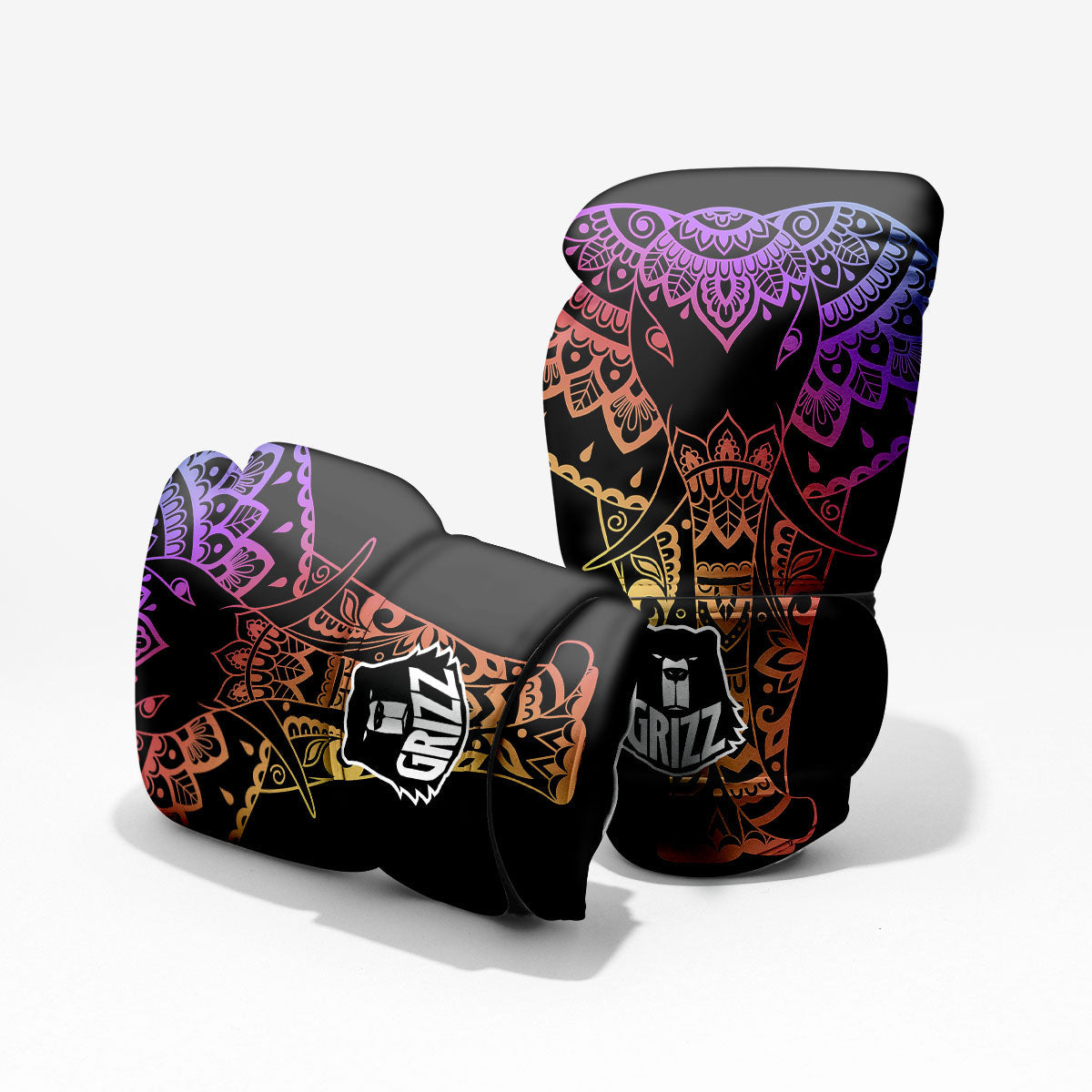 Elephant Black Rainbow Indian Print Pro Boxing Glove