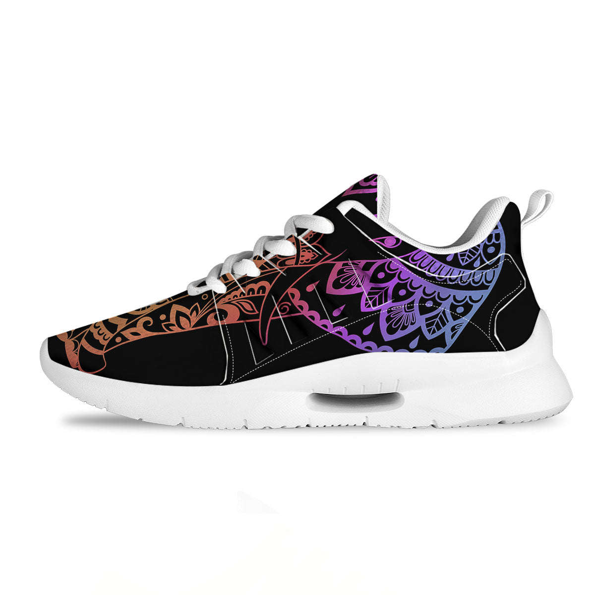 Elephant Black Rainbow Indian Print Tennis Shoes-grizzshop