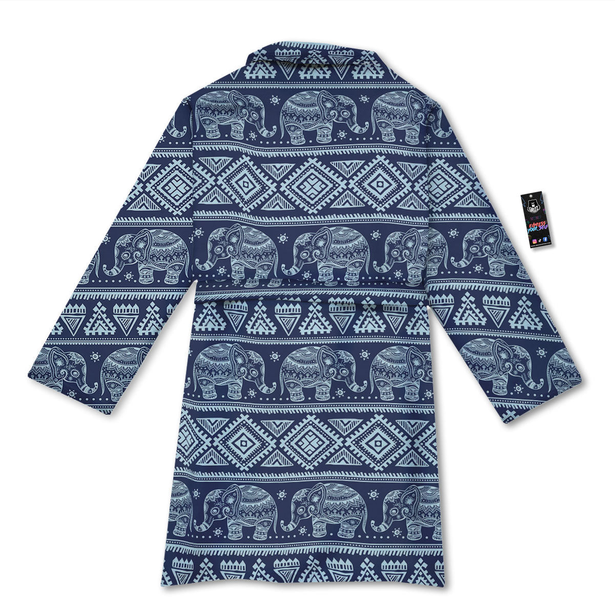 Elephant Indian Blue Print Pattern Bathrobe-grizzshop