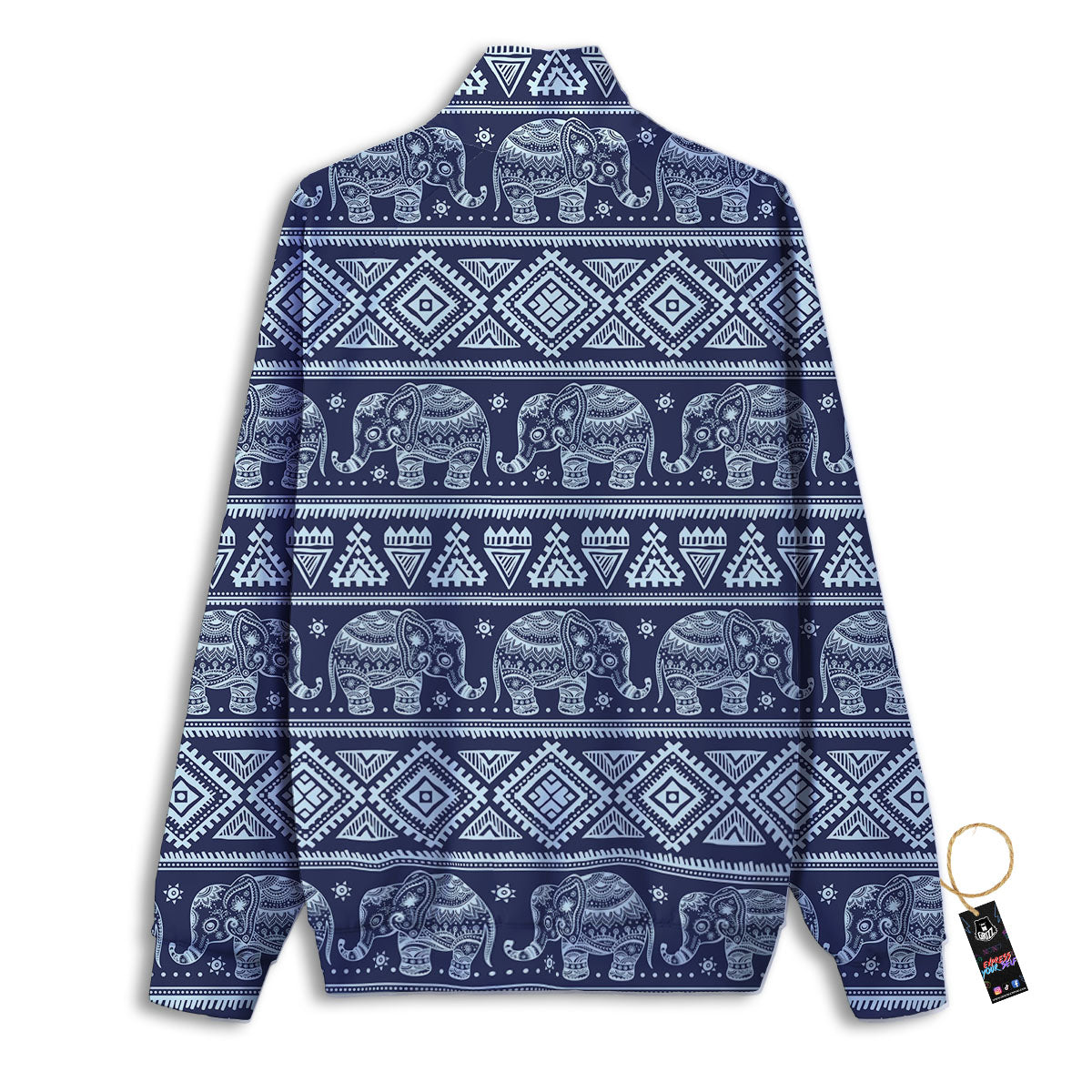 Elephant Indian Blue Print Pattern Track Jacket-grizzshop