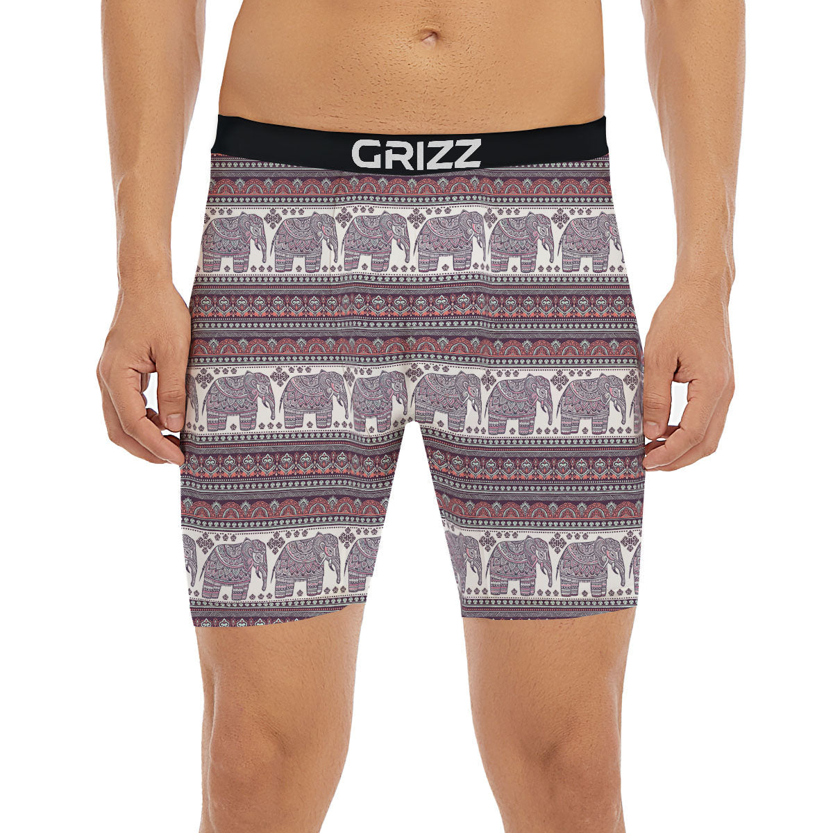 Elephant Indian Bohemian Print Pattern Boxer Briefs-grizzshop
